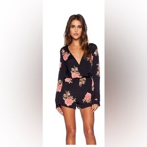Boho Romper in Big Red Floral